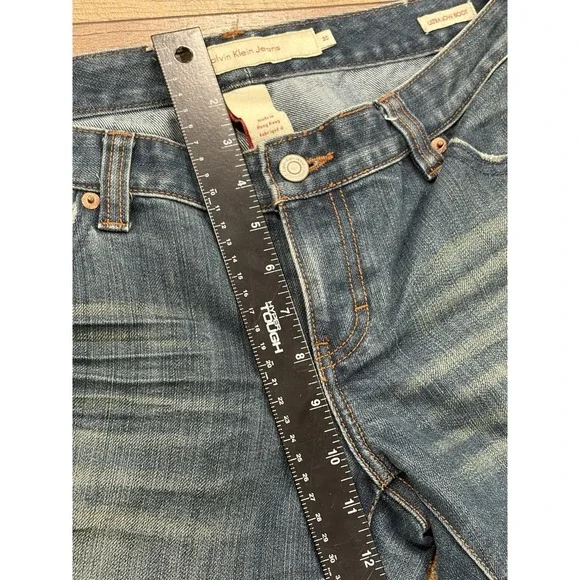 Vintage Calvin Klein Ultra Low Boot Cut Flaired Jeans Embroidered Pockets 32x31 - Picture 11 of 12